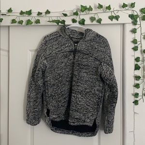 black and white sherpa half zip